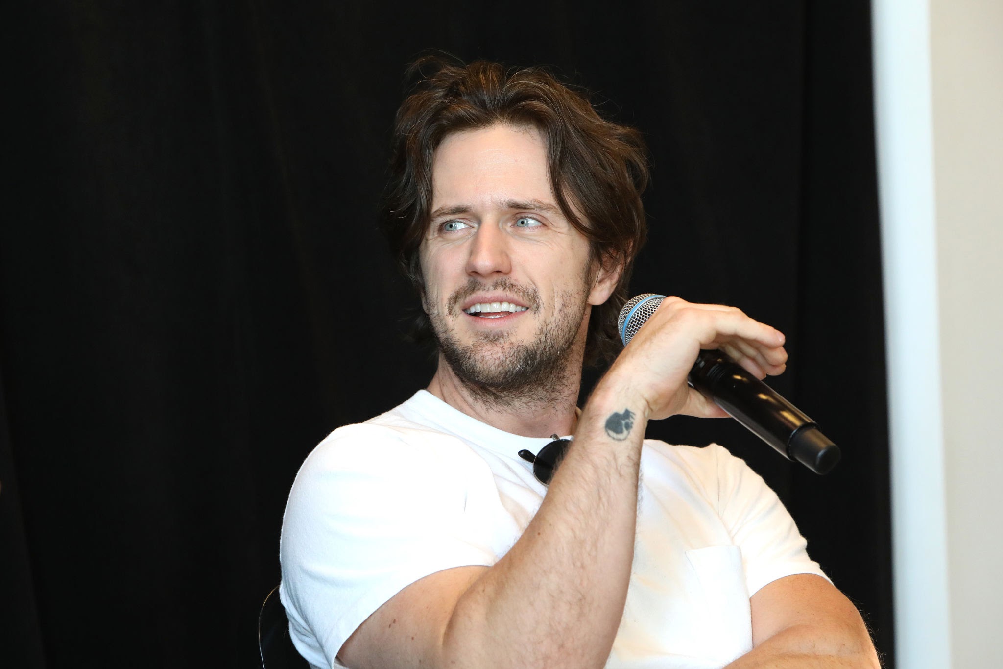 TORONTO, ONTARIO - JULY 31: Pierce Brown speaks during a "Light Bringer" launch event at Indigo Yorkdale on July 31, 2023 in Toronto, Ontario. (Photo by Jeremychanphotography/Getty Images)